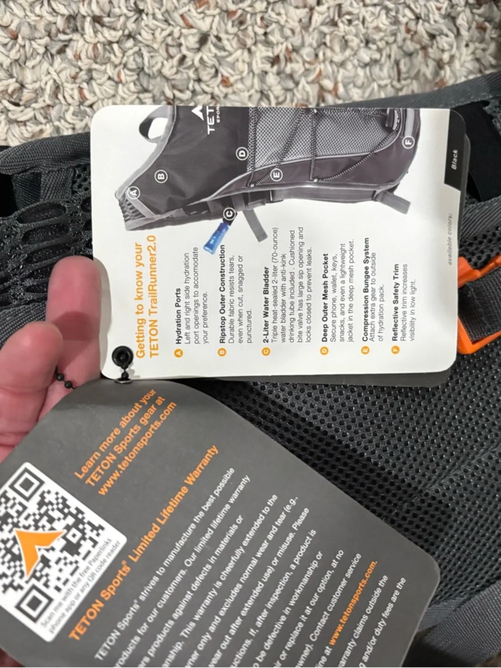 TETON Sports TrailRunner 2.0 Hydration Pack - Black and Grey